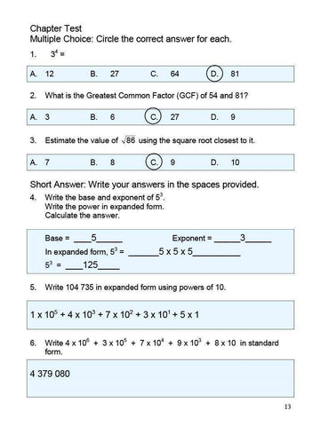 Image of Canadian Math 8 Answer Book (Download)