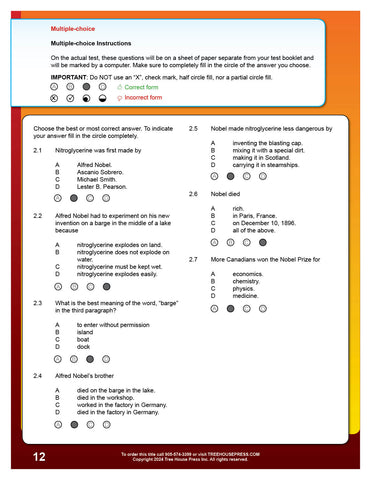 Image of OSSLT Workbook Answer Key with Rubrics & Exemplars
