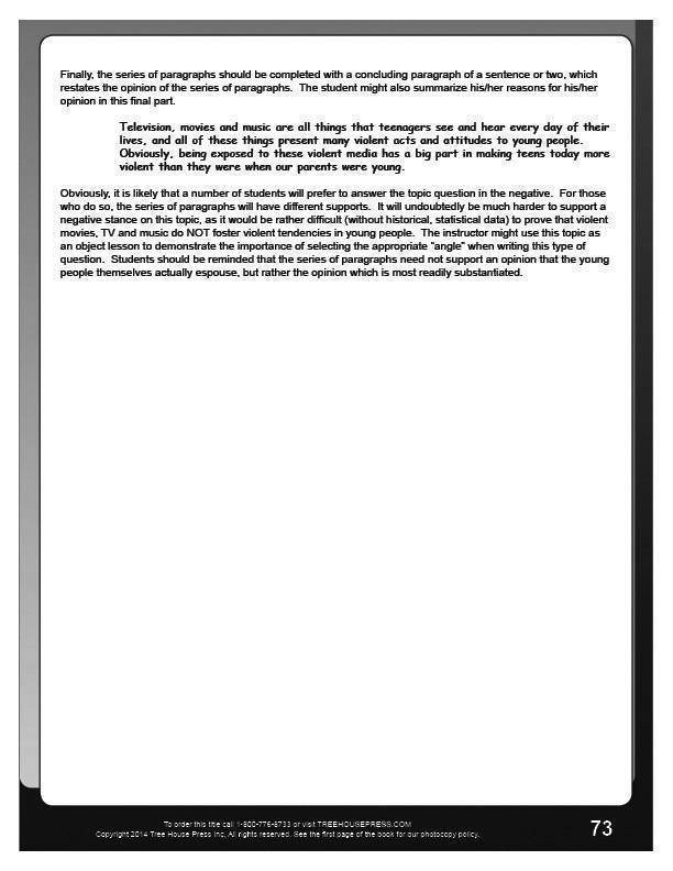 Osslt Example OSSLT Workbook Answer Key with Exemplars – TREE HOUSE PRESS